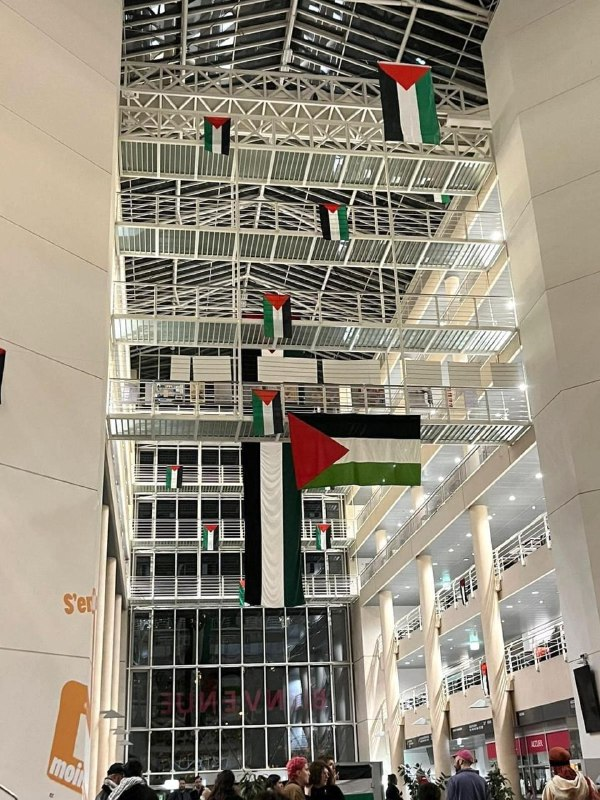🇵🇸❤️⚡️Bendera Palestina dikibarkan di dalam Universitas Jenewa di Swiss.