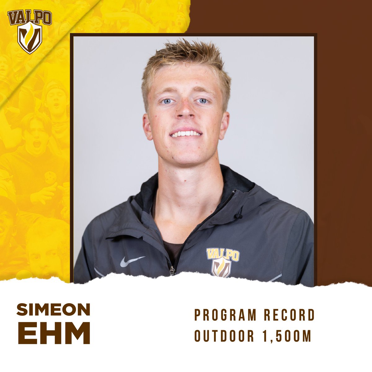 Simeon Ehm of @valpoxctf established a program record in the outdoor 1,500 and qualified for the finals in that event with his performance on Friday at the MVC Outdoor Championships! #GoValpo