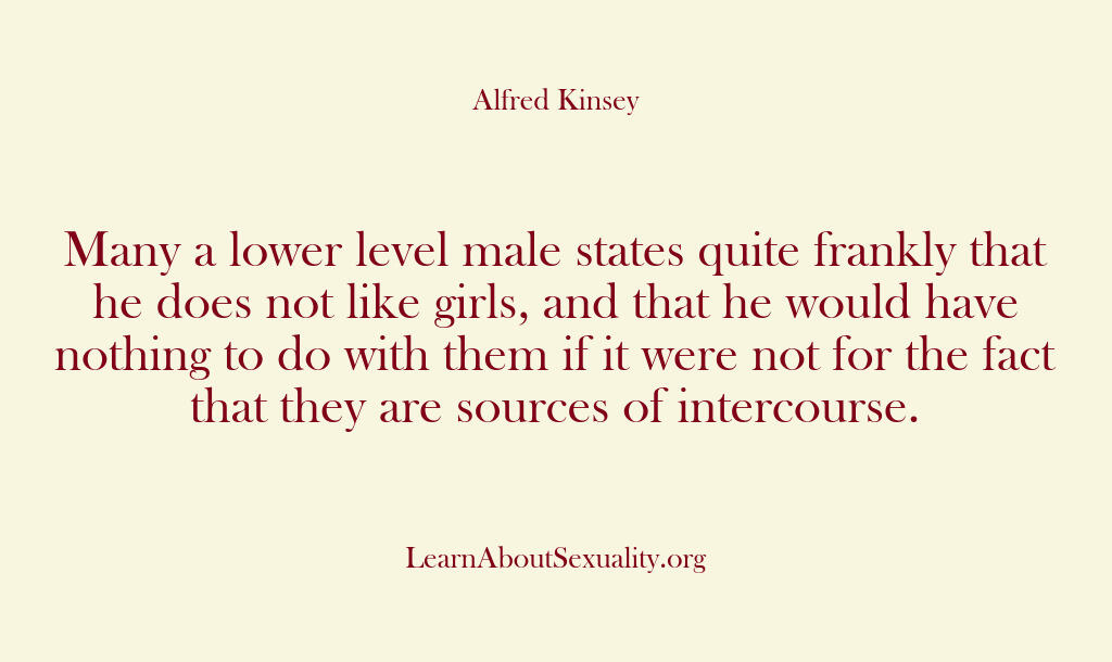 An intriguing quote from the impactful book 'Sexual Behavior in the Human Male'. It provides valuable insights on #MaleSexuality, sexual wellness, and other issues. Gain knowledge on #SexualWellness and #MensHealth!