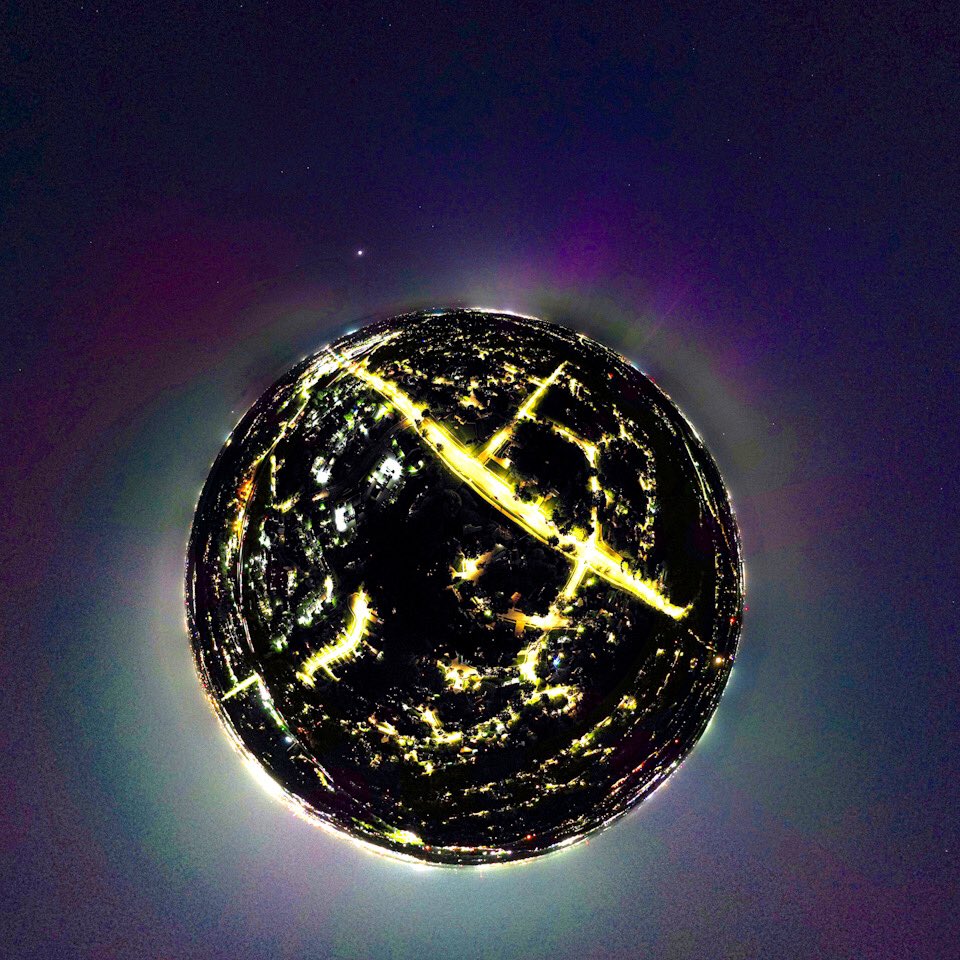 Tonights sky presented Aurora Borealis, a sky full of Northern Lights using a DJI Mini 3 Pro. May 10, 2024 skies over Kansas City from 400 feet above my Casa #djimini3pro #kansascity #globe #tinyplanet #northernlightsphotos #planetearth #tinyplanets