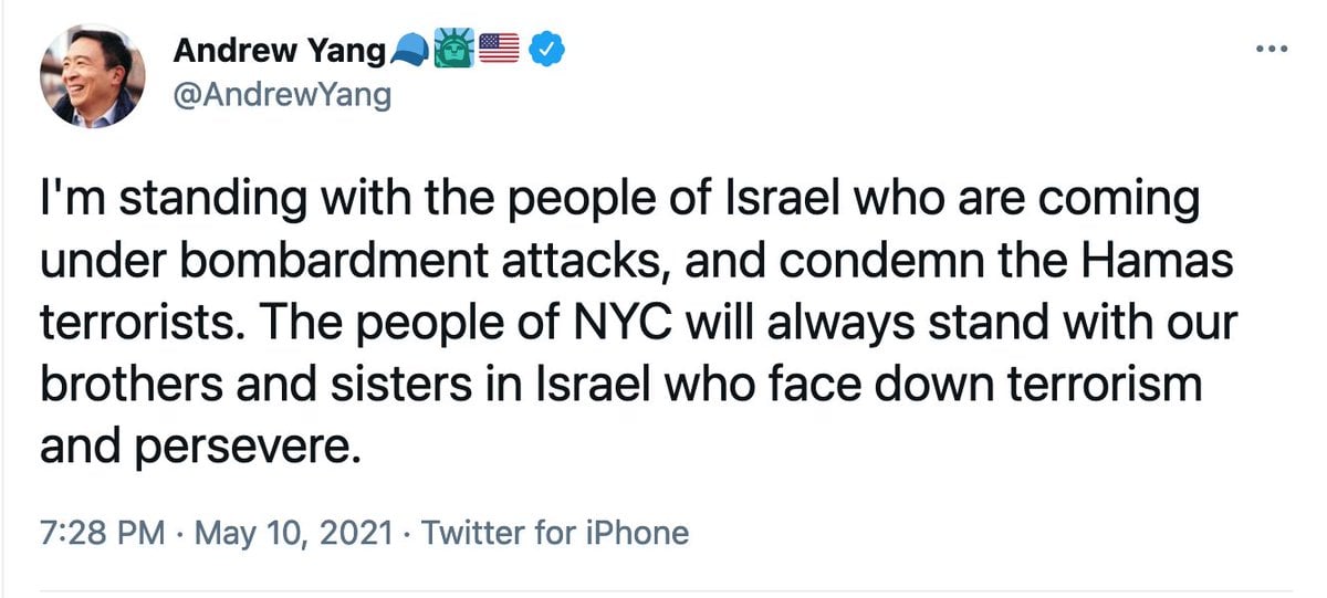 #AndrewYang's adamant defense of #ApartheidIsrael hasn't aged well & three years later looks even more reprehensible than it did at the time as the #GazaGenocide has now claimed more than 34,000 innocent civilian lives; I will never vote for this jerk~! mondoweiss.net/2024/05/how-is…