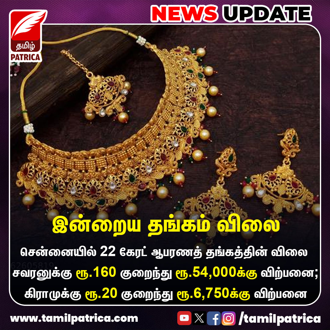 இன்றைய தங்கம் விலை..! #TamilPatrica #GoldRates #Chennai #Gold #TodayUpdate #TamilNews #NewsUpdate
