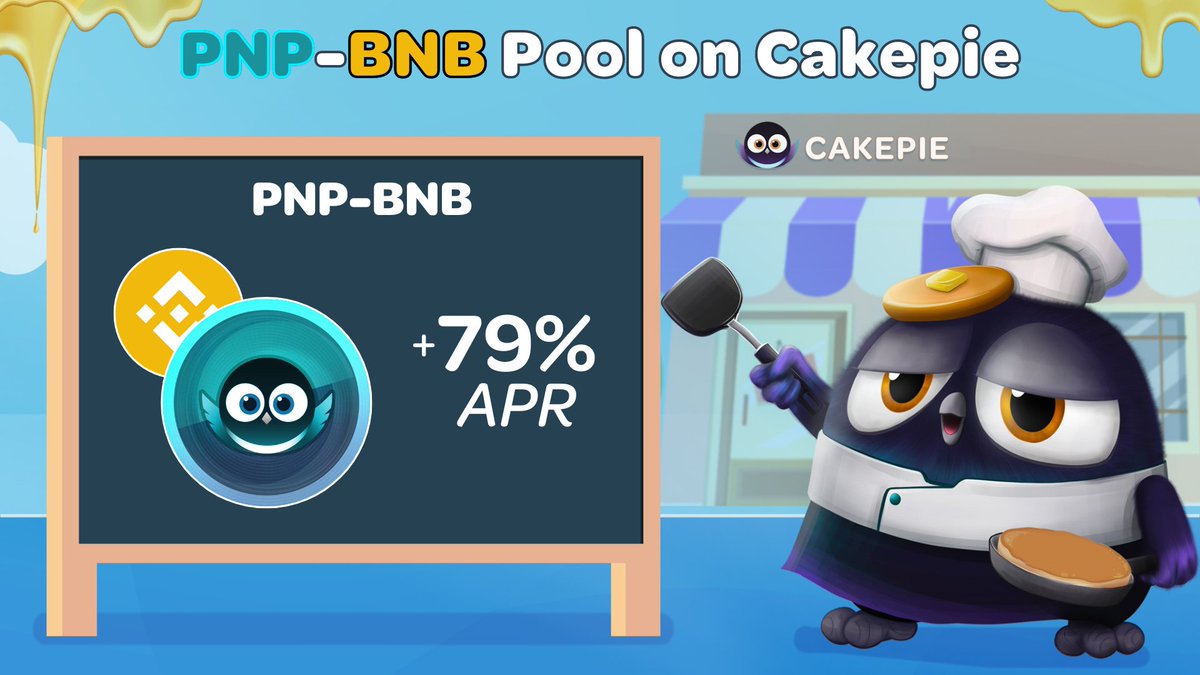 The V2 PNP-BNB liquidity pair has set sail on @Cakepiexyz_io!🎬 $PNP holders from @Penpiexyz_io can become liquidity providers on @PancakeSwap and guide their LP tokens to Cakepie to discover up to 79% APR in CAKE rewards.🥞 Deposit:⬇️ pancake.magpiexyz.io/stake