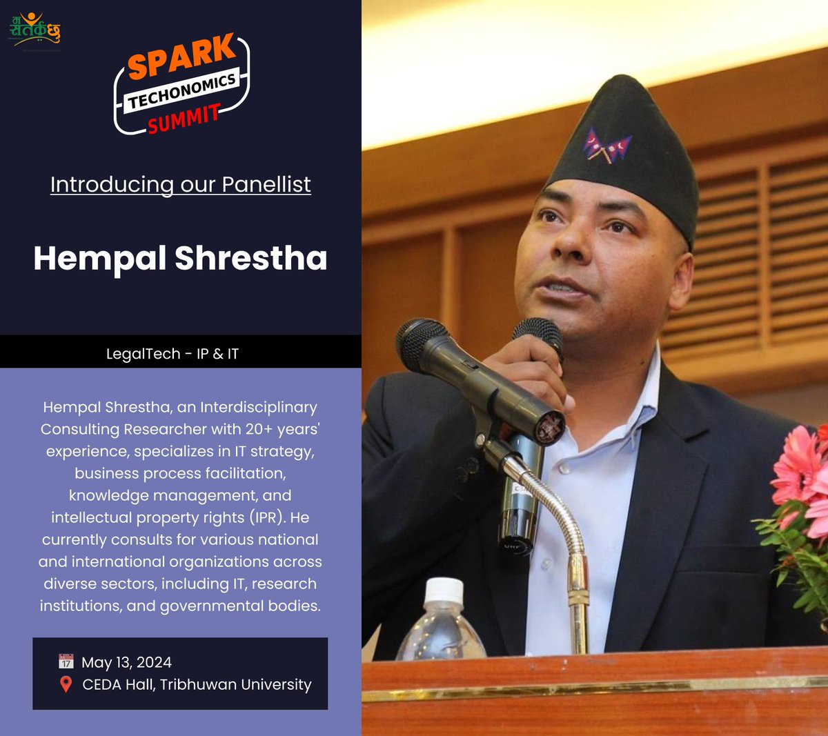 Excited to have Hempal Shrestha join us at Spark Techonomics Summit! Legal tech & knowledge management specialist. #TechonomicsSummit Participation Registration Form: bit.ly/sts-join StartUp Presentation Registration Form: bit.ly/sts-startup