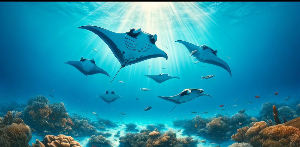 Manta Rays are ocean wanderers! 🌊 Migrate up to 1,000 km annually 🤿Journey between coral reefs & open ocean 💧Prefer warmer waters near the equator 🐟Vital for healthy marine ecosystems Protect their migration routes! #MantaRays #OceanWanderers #MarineConservation