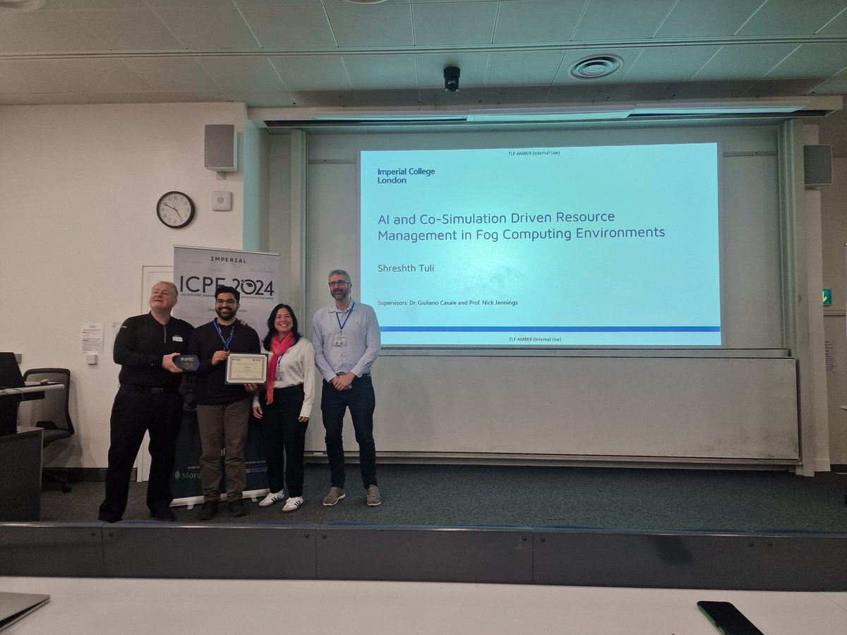 Dissertation Award winner: Shreshth Tuli with "AI and Co-Simulation Driven Resource Management in Fog Computing Environments" #ICPE #ICPEConf