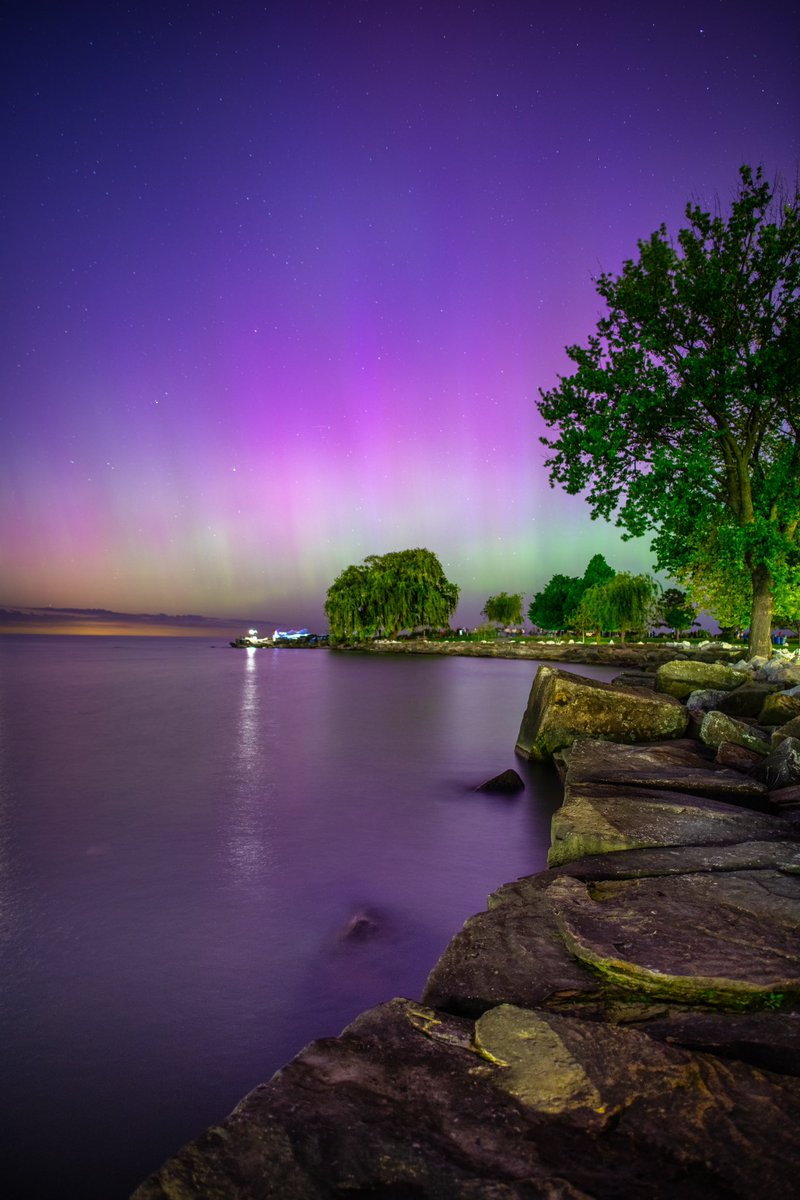 Northern Lights over Edgewater Park in Cleveland, Ohio.