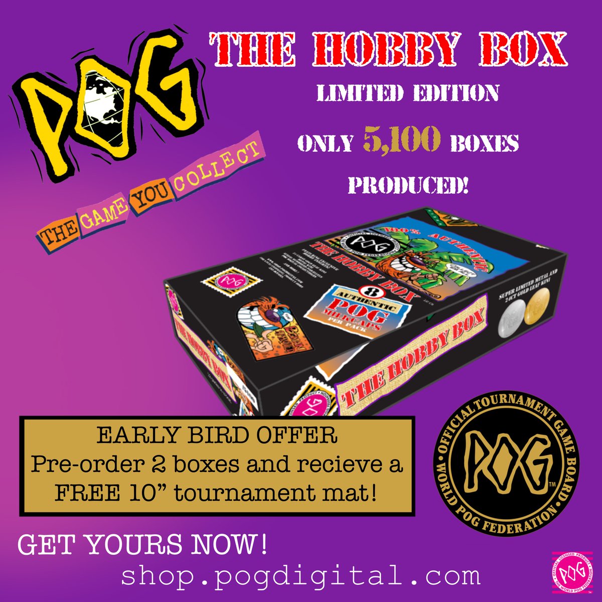 poggameofficial's tweet photo. you asked. we answered. all you need to know about the POG Hobby Box. Now it’s our turn: have you ordered yours yet? #pog #collectors #poghobbybox those who pre-order have an extra surprise coming their way!!! Let us know in comments. https://t.co/e3xJzoEjt0
