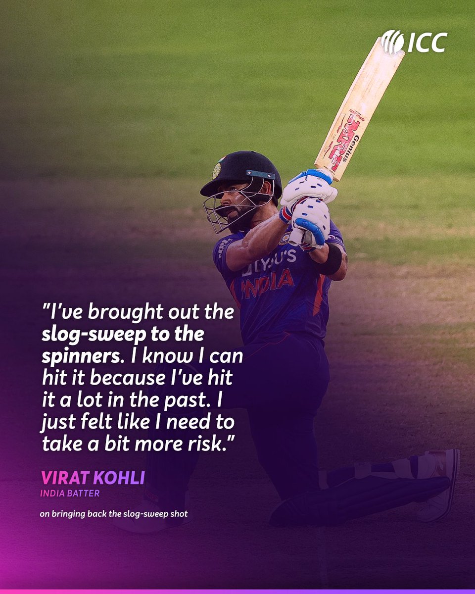 Virat Kohli has found the answer to attacking against spin bowling 🧹 #T20WorldCup | 🔗: bit.ly/4bdaC7a