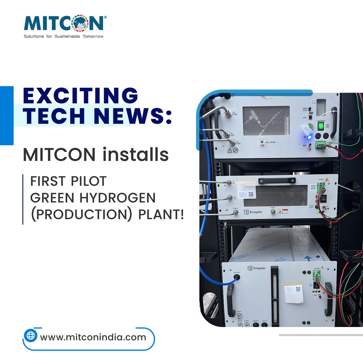 #MITCON has successfully commissioned its 1st #GreenHydrogen (AEM Electrolyser from Enapter) plant! This project marks a significant milestone in our journey towards sustainable energy production. Stay tuned for more updates on our journey towards #sustainable energy!