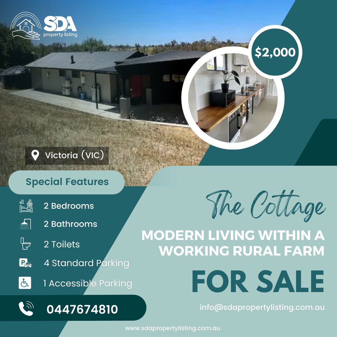 Escape to modern comfort on a working rural farm! 🌿 Our new accessible cottage amidst vineyards and sheep offers a tranquil retreat. Fully furnished or BYO, pets welcome! 🐾 Enjoy the serenity while embra#AccessibleLiving
Visit sdapropertylisting.com.au
#SDA #NDIS #support