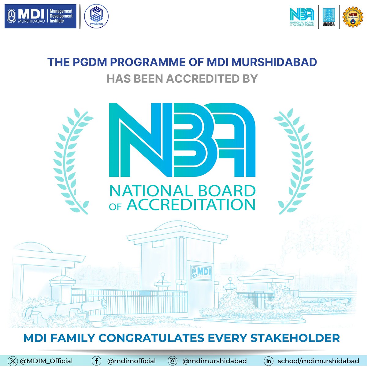 #MDIM is pleased to announce that #NBA (National Board of Accreditation) has accredited the flagship #PGDM programme for the Academic Years 2024-27. MDIM will continue to strive with dedication, hard work & perseverance in pursuit of quality which has led to this achievement.#MBA