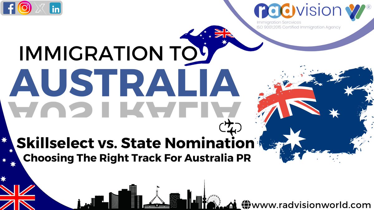 🌏Considering Australia PR? 🇦🇺 Learn the differences between State Nomination & SkillSelect in our latest blog! 🔗 radvisionworld.com/blog/state-nom… #AustraliaPR #Immigration #RadvisionWorld #MoveToAustralia