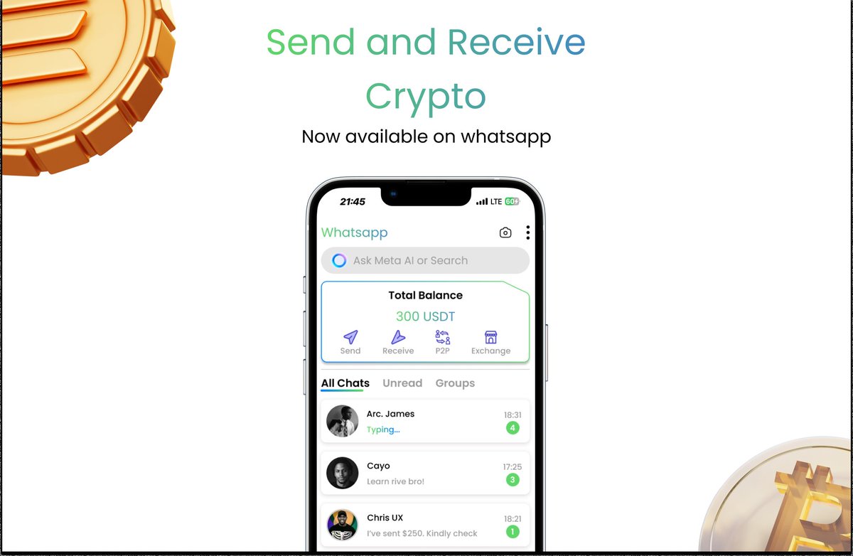 What if you could send and receive crypto on WhatsApp? Embrace #web3 🤗  #uiux #DesignInspiration