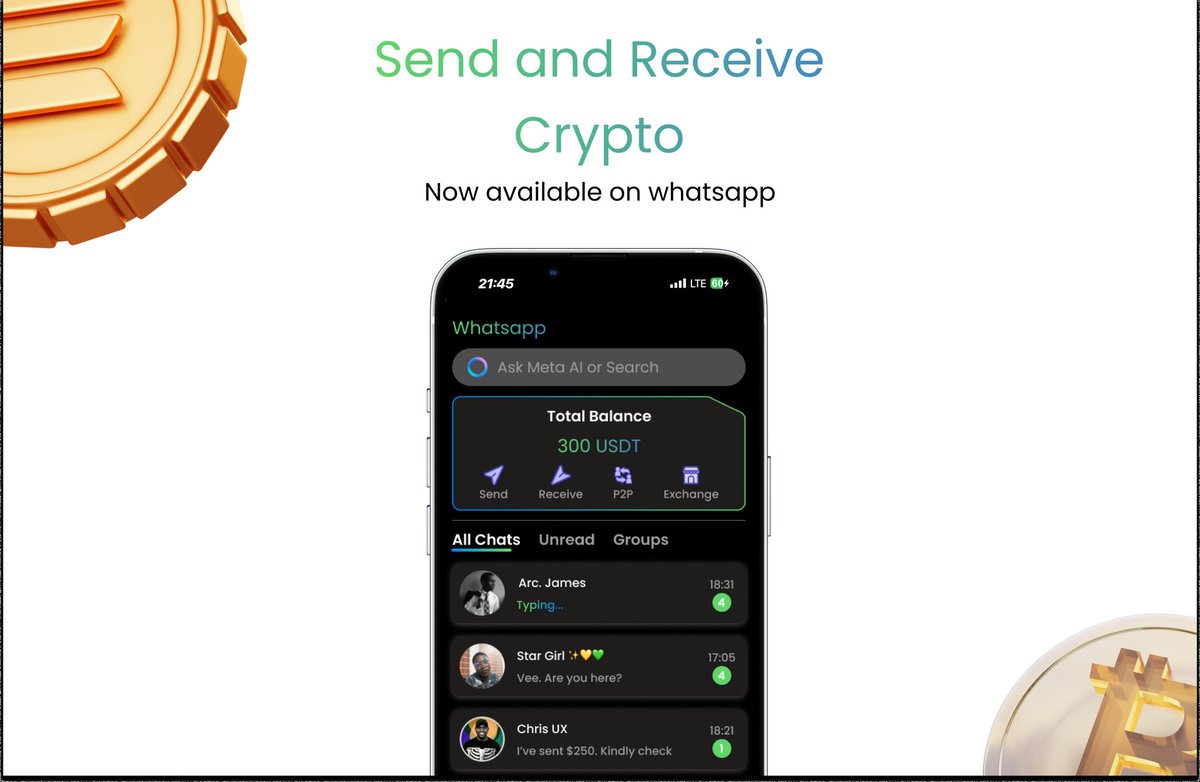 What if you could send and receive crypto on WhatsApp? Embrace #web3 🤗  #uiux #DesignInspiration
