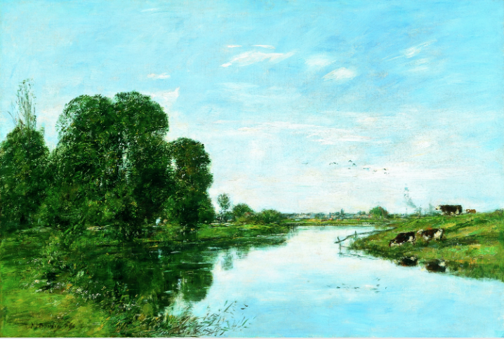 #BuenosDías ☕️☀️ Eugène Boudin - El río Touques en Saint-Arnoult, 1895. #French #painter