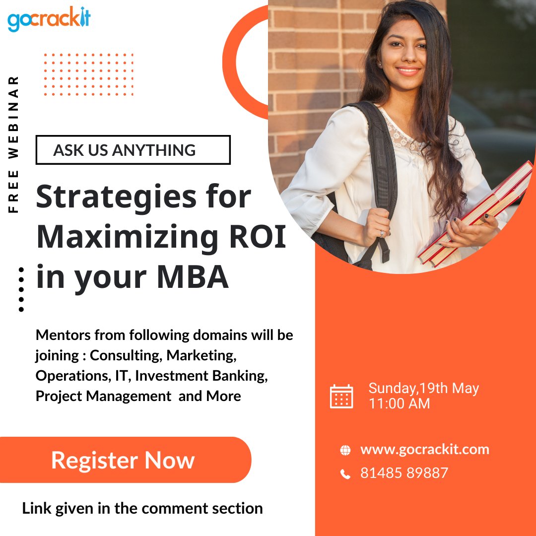 🎓Excited about your #MBA journey? Wondering how to maximize your return on investment? Look no further! 
 #Askusanything and unlock the secrets to success in your MBA career! 
📅 Date:19th May, 2024
⏰ Time: 11:00 AM
Register Now. Link given in the comment section #careersuccess