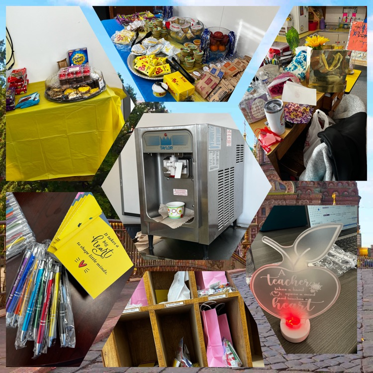 Happy Teacher Appreciation Week. Eastlawn Teachers were drenched with love, laughter, joy and appreciation. Thank you parents, community members and Eastlawn Hospitality Committee! Teachers enjoyed breakfast, lunch, mailbox tokens, and a self-serve ice cream machine.