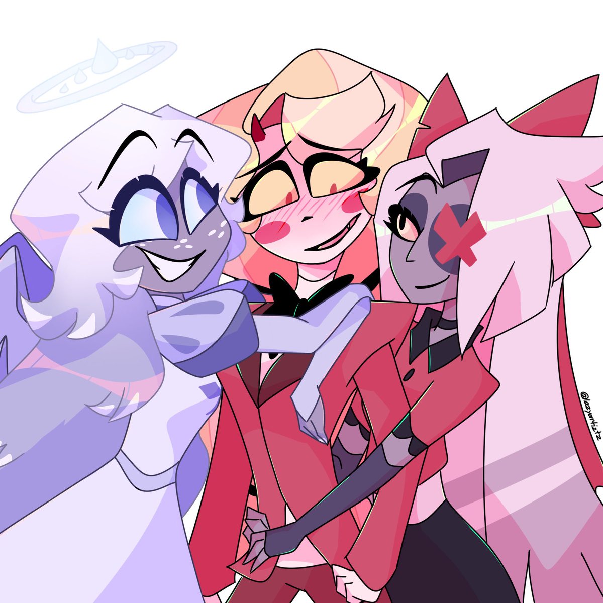 They learned how to share 💞 #chaggie #royalhalo #charliesangels #HazbinHotelFanart