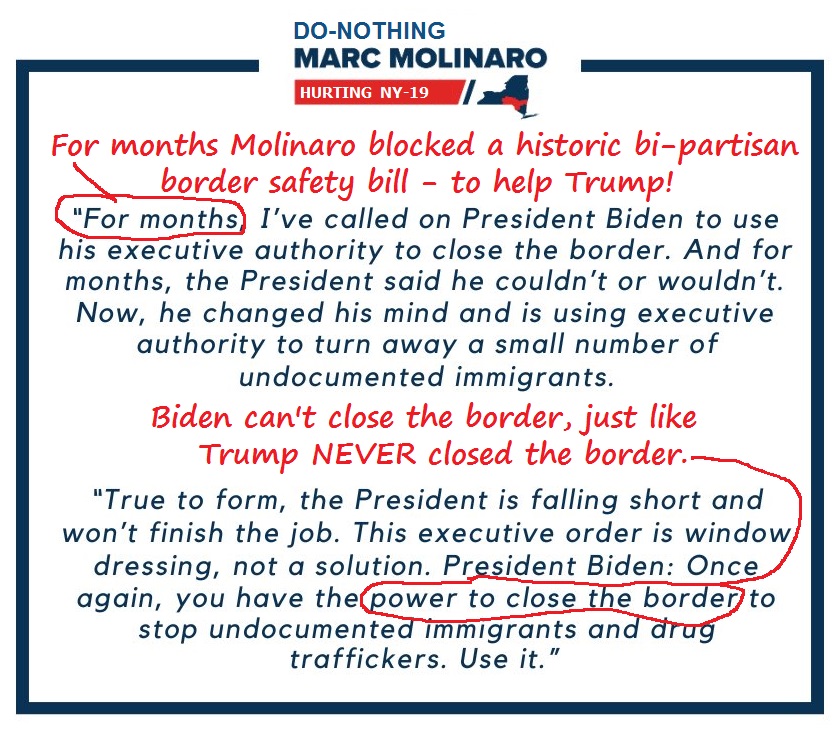 Molinaro never stops lying & gaslighting because he needs to distract from the fact that (1) he's accomplished NOTHING in Congress & (2) his party leader is a dishonest criminal who disgraced our nation & continues to attack our democratic institutions. #NY19 vote Molinaro OUT