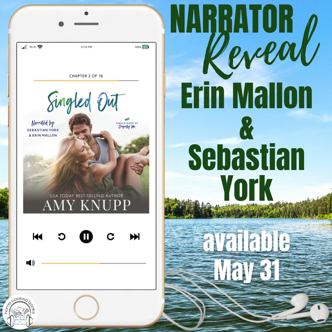 🎧Narrator Reveal 🎧
📚SINGLED OUT 📚
📝by #AmyKnupp
🎤performed by #ErinMallon & #SebastianYork

Follow the author on Audible to be notified when this audiobook goes live:
▶️ audible.com/author/Amy-Knu…

#HomeCookedBooks #HumanVoices