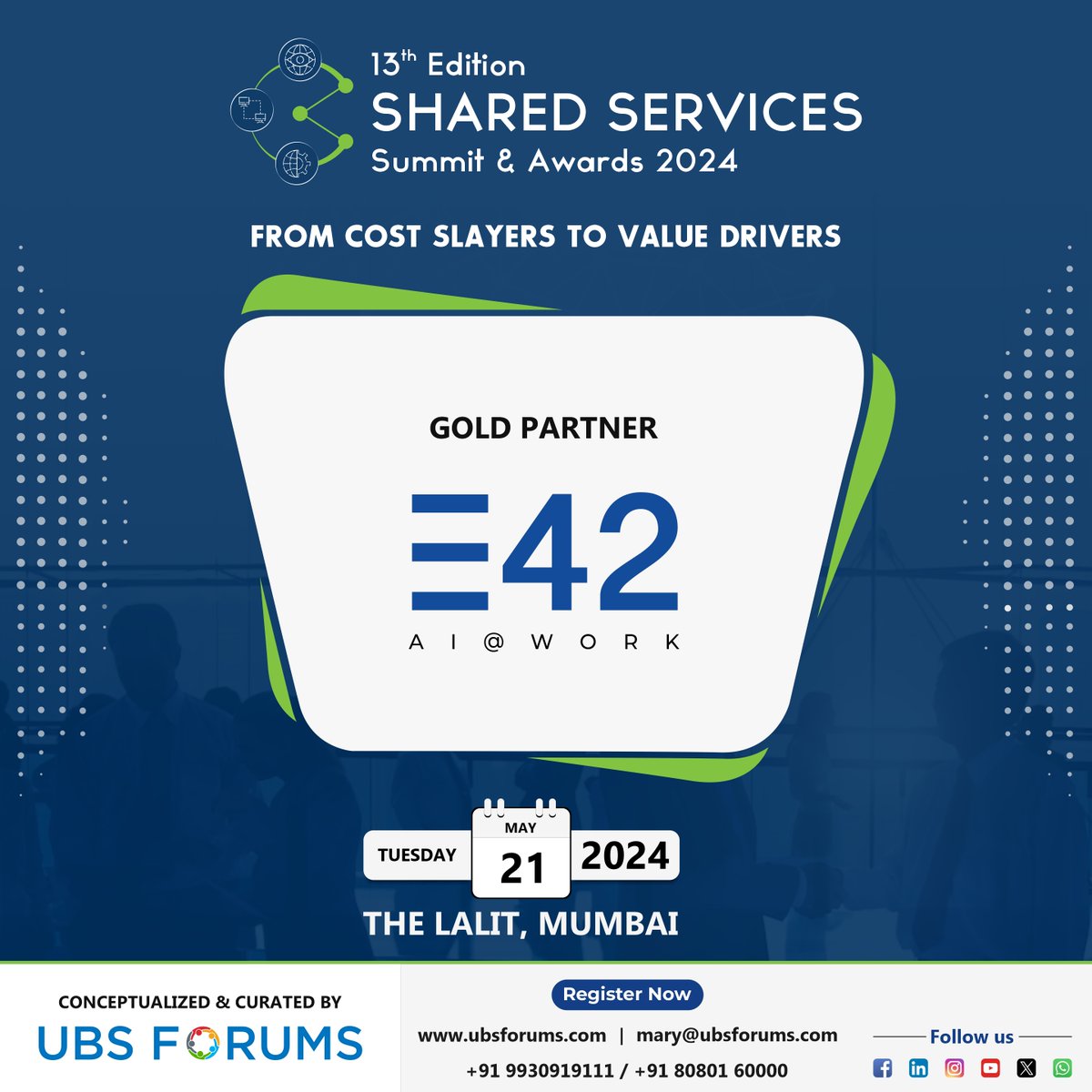 It is with great excitement that we welcome on board @E42_ai as our Gold Partner for the Exclusive ‘13th Edition Shared Services Summit & Awards 2024' 🗓️Date: Tuesday, 21st May 📍 Venue: The Lalit Mumbai Register Now - shorturl.at/kmVY3 #UBSFSS #UBSForums