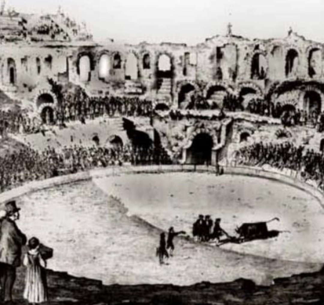 Tal día como hoy en el Coliseo de Nîmes el 10 de mayo de 1863 Se celebra en la ciudad la primera corrida de toros con 16185 espectadores. Antonio Sánchez 'El Tato' Único espada No llegan a tiempo los toros desde España, se lidiaron 6 toros camargués... #FranciaTaurina🇫🇷