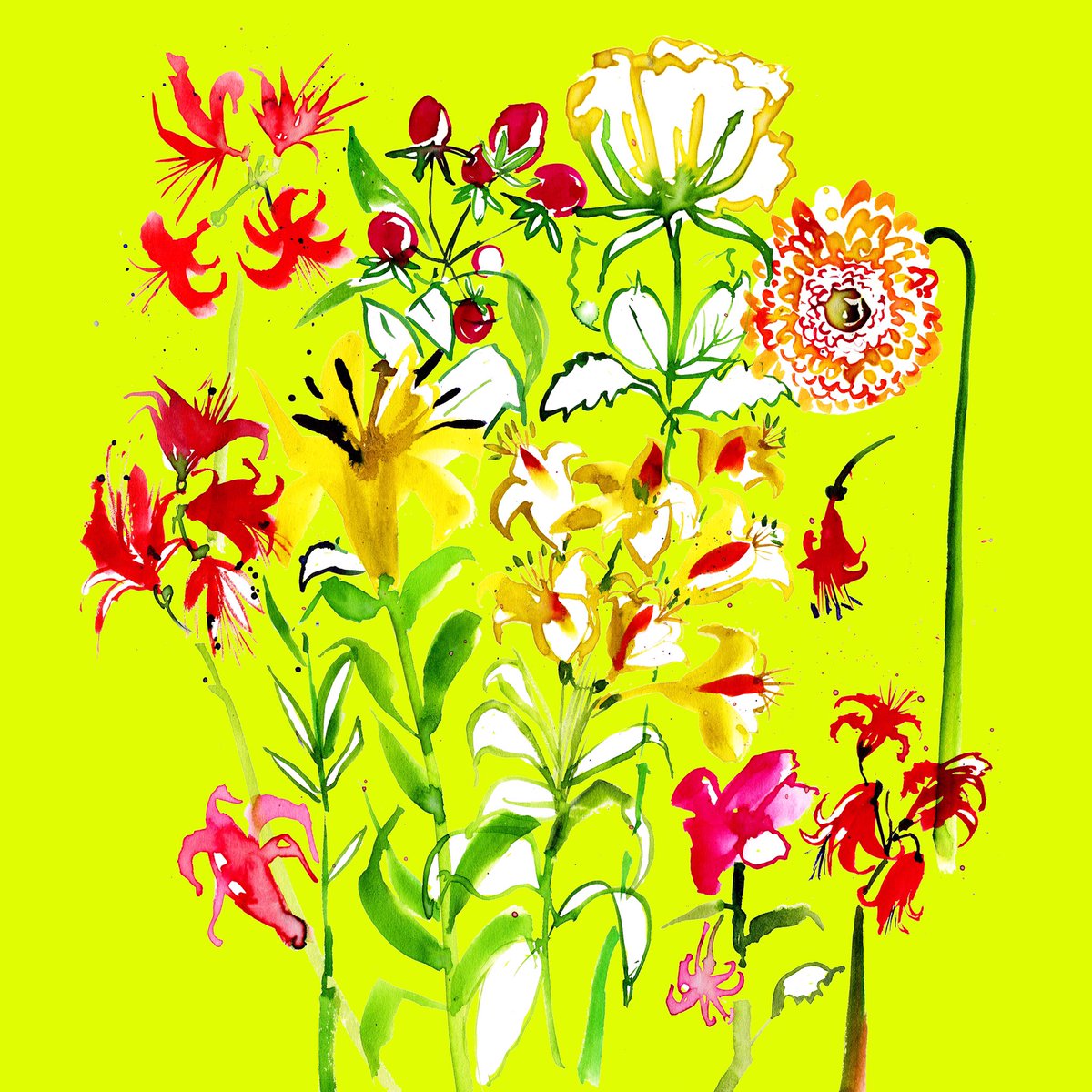 This weeks #colour_collective themed colour is #CCChartreuse #dailydrawing #pattern #floralpainting #ArtistOnTwitter #ArtistOnX #thedailysketch