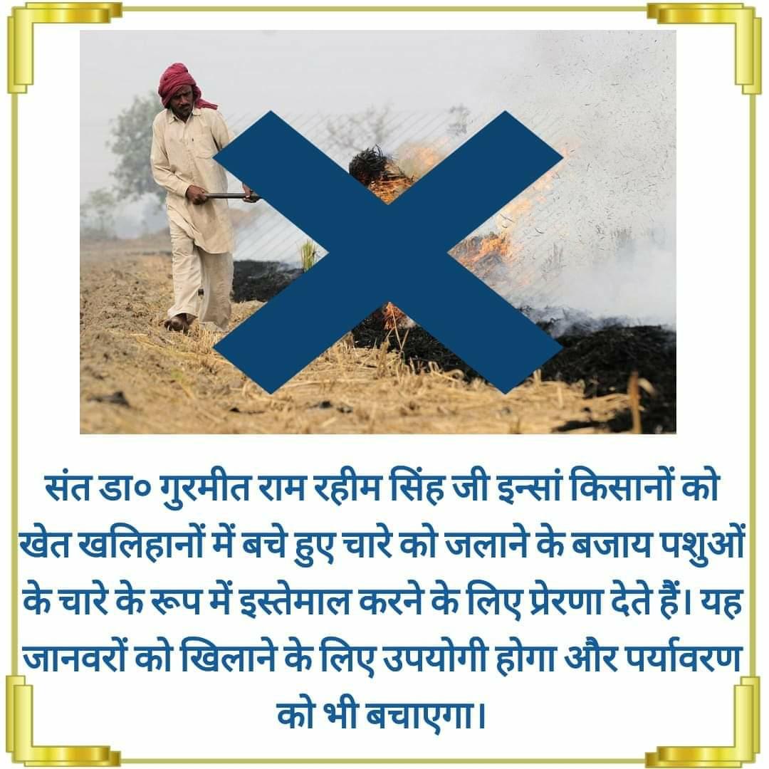 #PollutionFreeNation Air pollution is a big problem that causes many diseases like lung cancer, asthma and stroke. Ram Rehim Ji launched a Protection Campaign in which HE encourages farmers to use the leftover stalks as fodder for animals instead of burning it for PollutionFree