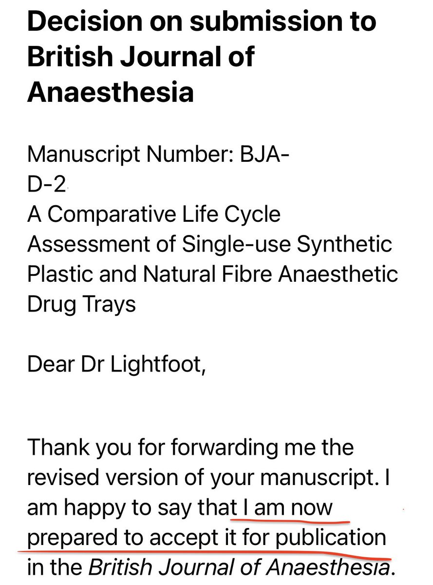 Oh what a fine Saturday morning email to receive from Old Blighty. 😀😀 @BJAJournals @anzca #sustainablehealthcare #greenhospitals #anaesthesia #anaesthesiology