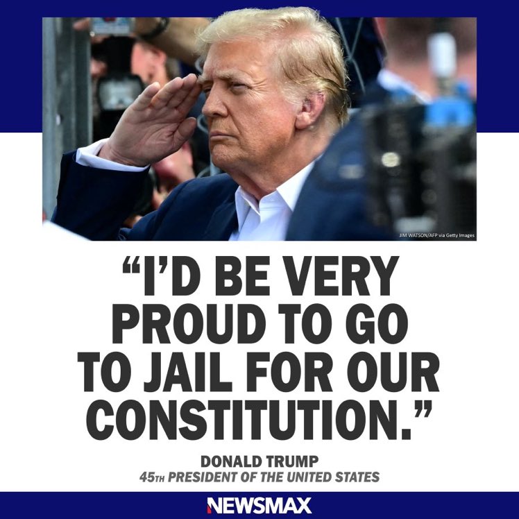 🚨President Trump is a great American patriot, a hero, and a legend who’s being politically persecuted! He says he would be “very proud' if jailed for opposing 'unconstitutional' actions. @realDonaldTrump #MAGA #Trump2024AmericaFirst🇺🇸