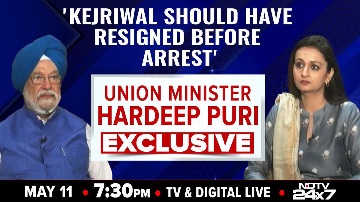 #NDTVExclusive | Watch Gaurie Dwivedi's (@GaurieD) interview with Union Minister Hardeep Puri (@HardeepSPuri) today at 7:30pm, only on NDTV 24X7 and ndtv.com/live