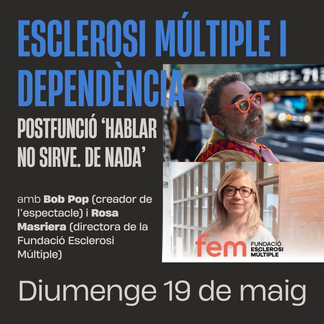 🎤 HABLAR NO SIRVE. DE NADA. @BobPopVeTV està exhaurint entrades amb aquest espectacle personalíssim sobre vulnerabilitat i dependència. Nova funció pel 9 de juny! Diumenge 19 de maig, conversa amb Rosa Masriera, de @FundacioEM buff.ly/3Vnr4N4