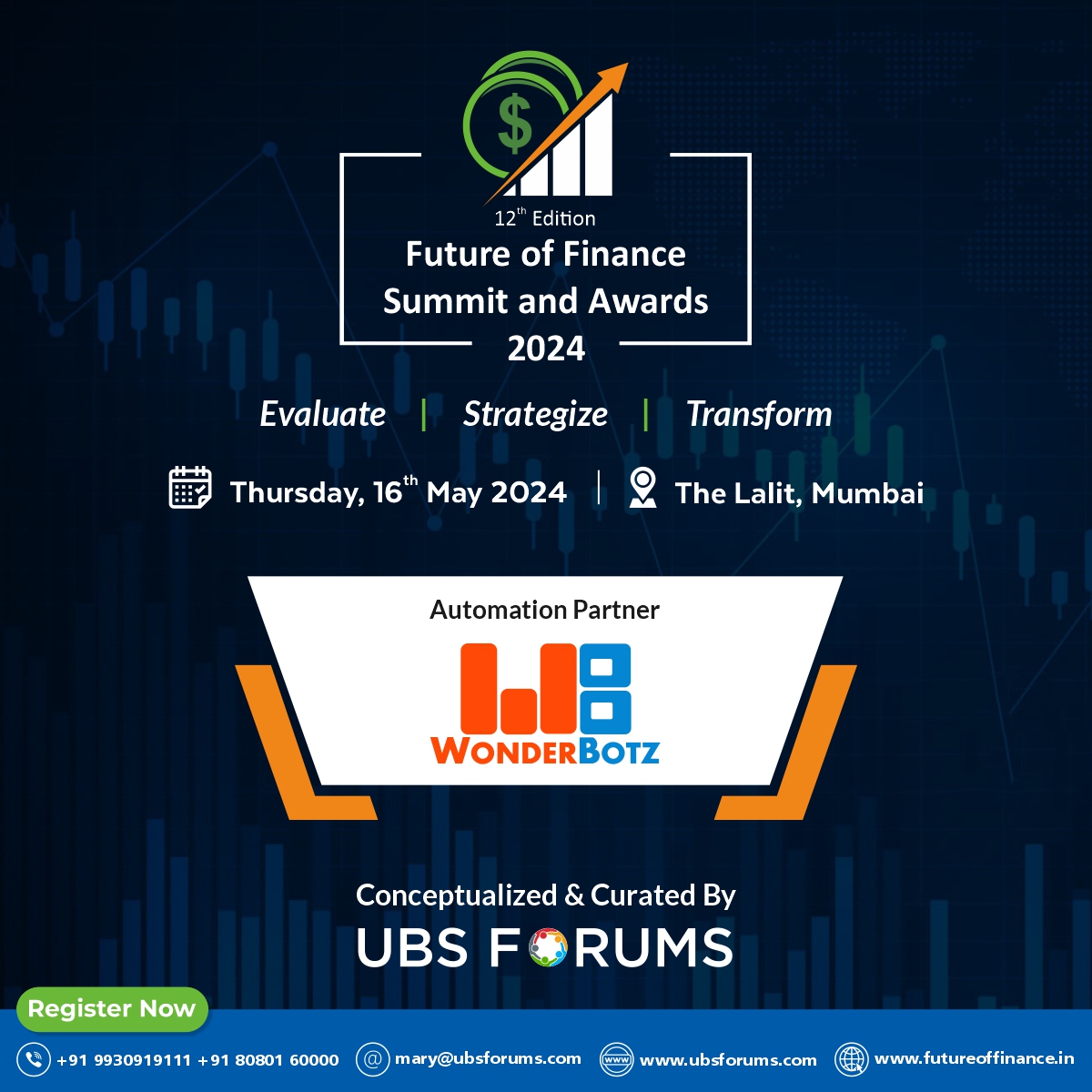 We are thrilled to welcome on-board @WonderBotz as our Official 'Automation Partner' for our Strategic '12th Edition Future of Finance Summit & Awards 2024.' 🗓️ Date: Thursday 16th May 📍 Venue: The Lalit Mumbai Register Now - shorturl.at/pET79 #UBSFFOF #futureoffinance