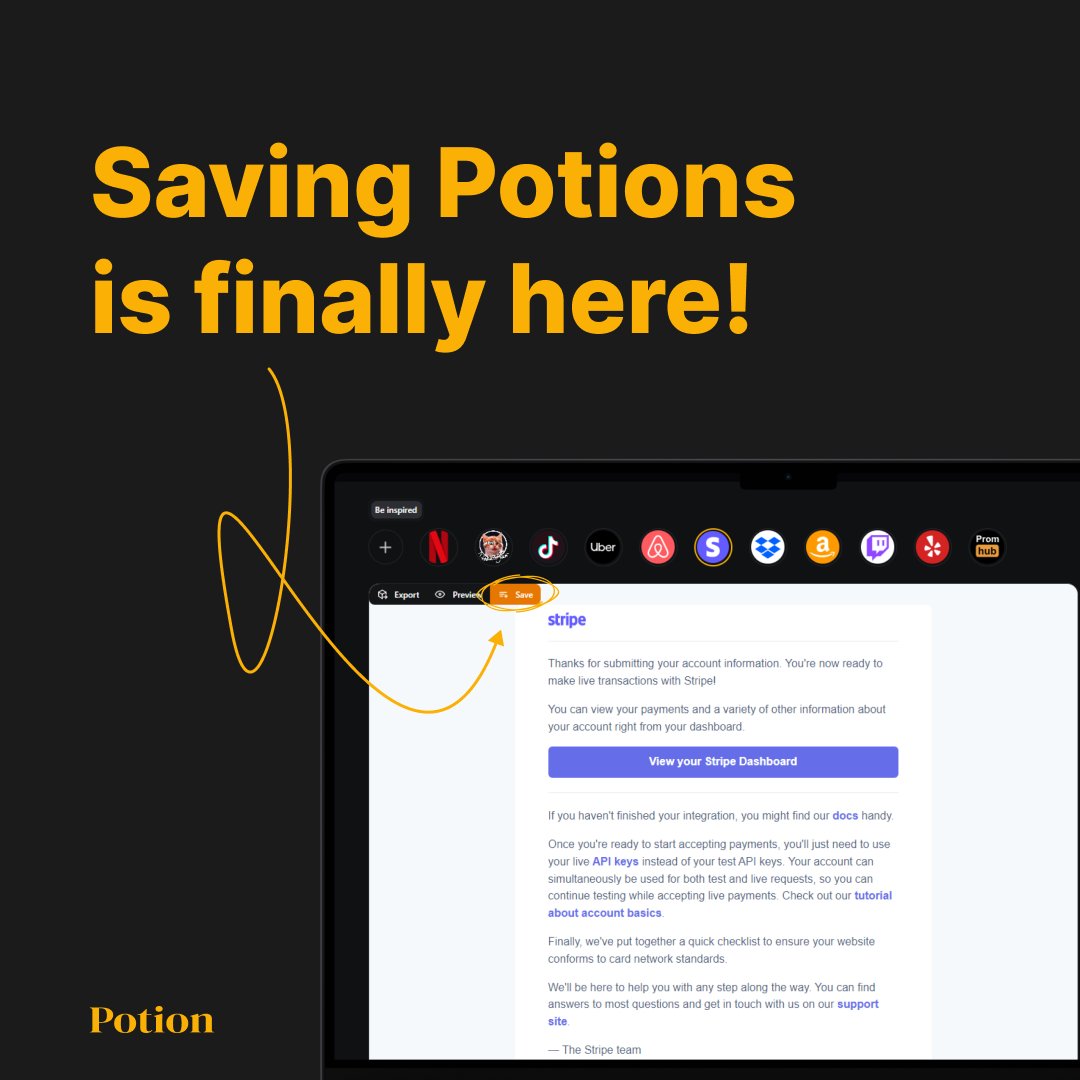 TryPotion's tweet image. No more waitlists, no restrictions ... Saving potions is now available 🎉