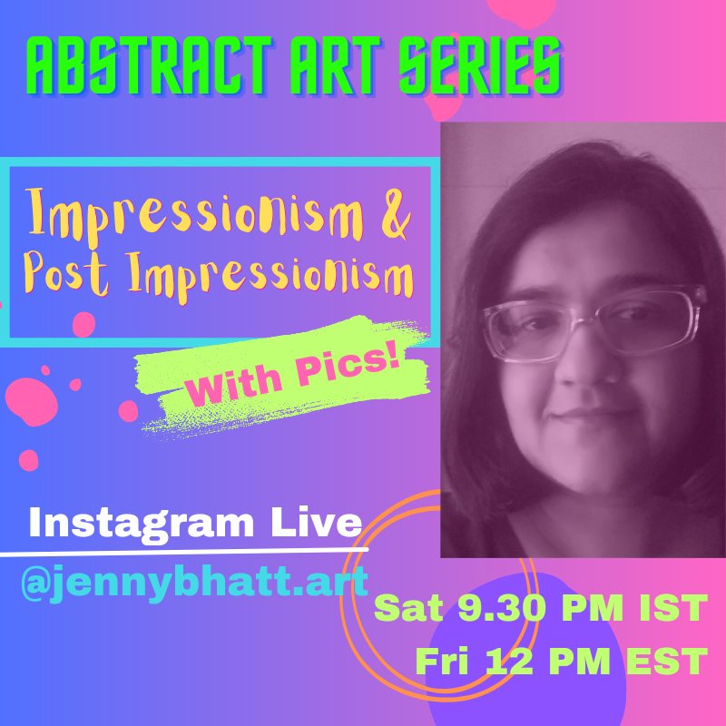 Join me on Insta Live today, for some fun lessons in Art History!
P.S. I'll be showing famous art and talking details! 

#ArtHistory #Impressionism #PostImpressionism #VanGogh