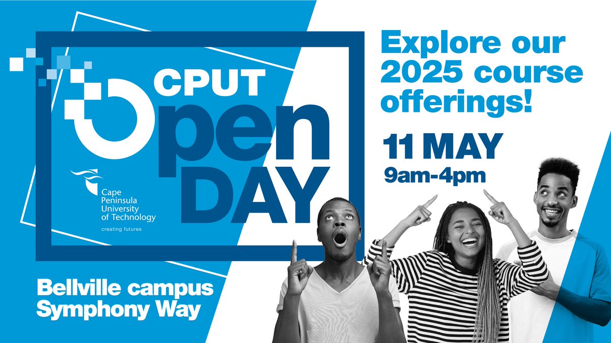 GoodHopeFM's tweet photo. Still unsure about your future career?

Then catch #TheHit30 with @bigstanmars and #TheMatinee with @LeighAnne_Will live from @CPUT #CPUTOpenDay at the Bellville campus, off Symphony way for the open day Today from 9am - 3pm to find out more on 70 career-focused courses on offer. https://t.co/KvbdiLn86l