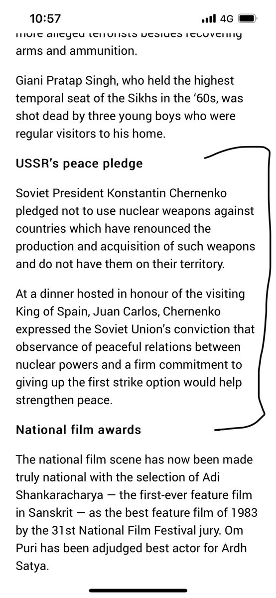 Love this column we publish everyday called “today, 40 years ago” Today’s reminder: Soviet President pledged not to use nuclear weapons against countries which don’t have nuclear weapons.