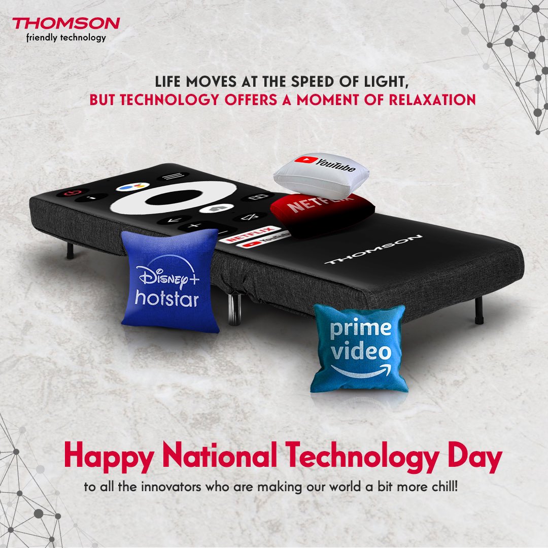 Happy National Technology Day to all the innovators who are making our world chiller and entertaining ✨🖥️ #nationaltechnologyday #netflix #amazonprime #youtube #entertainment #technology #thomson