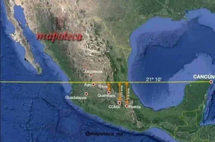 Momento para recordar que Mérida Yucatán y Cancún Q.Roo están más al norte de CDMX aunque les llamemos el 'sureste'