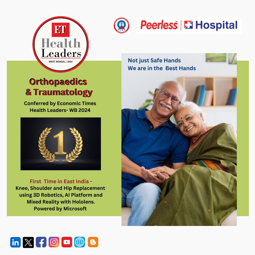 Honoured to receive the prestigious ET Health Leaders Award from the Economic Times! At Peerless Hospital, we're pioneering a new era in Ortho care by leveraging cutting-edge technology for the first ever time in Eastern India – Humanoid Robotics.

#Healthleaders #EconomicTimes