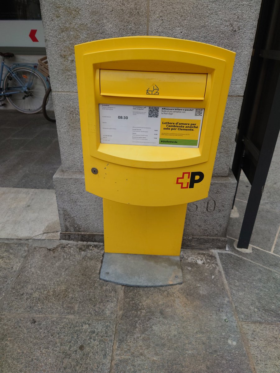 Postbox with a stand in the centre of Bellinzona, Switzerland. #PostboxSaturday