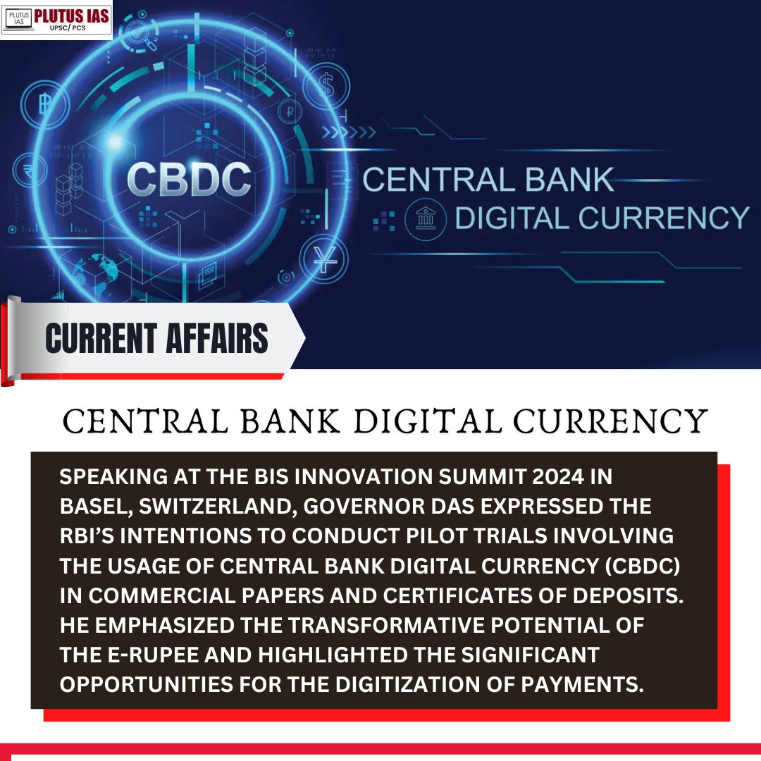 Exploring new frontiers in finance: Governor Das unveils RBI's plans for CBDC trials in commercial papers at the BIS Innovation Summit 2024, signaling a major leap towards digitizing payments with the transformative e-Rupee. 🌐

Read More: plutusias.com/central-bank-d…

#plutusias #cse