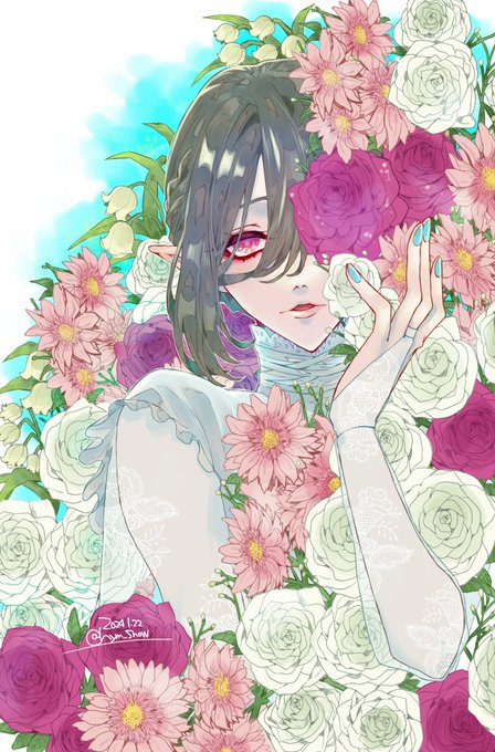 「one eye covered parted lips」 illustration images(Latest)