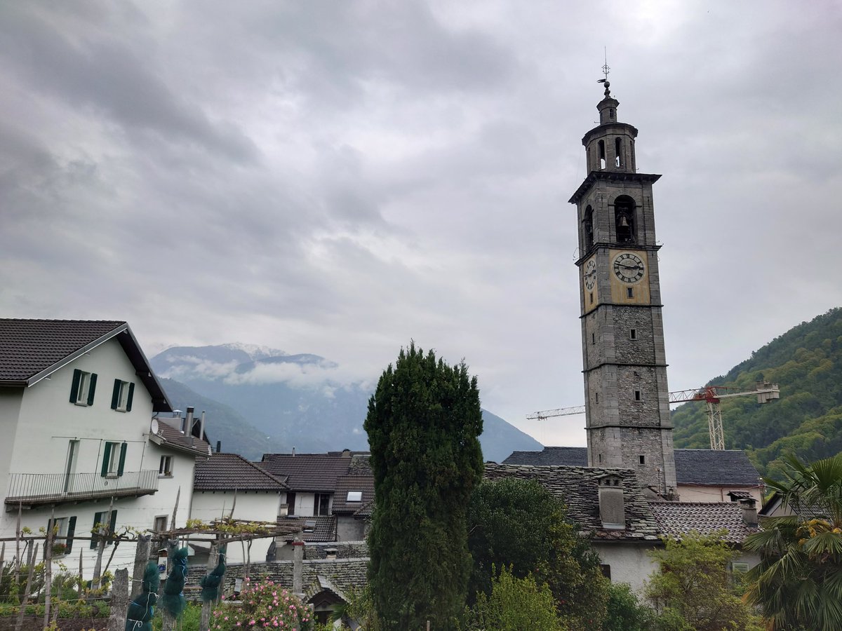 #SteepleSaturday The bell tower in the village of Intragna, which is the tallest in Ticino. It is next to, but separate from, the parish church.