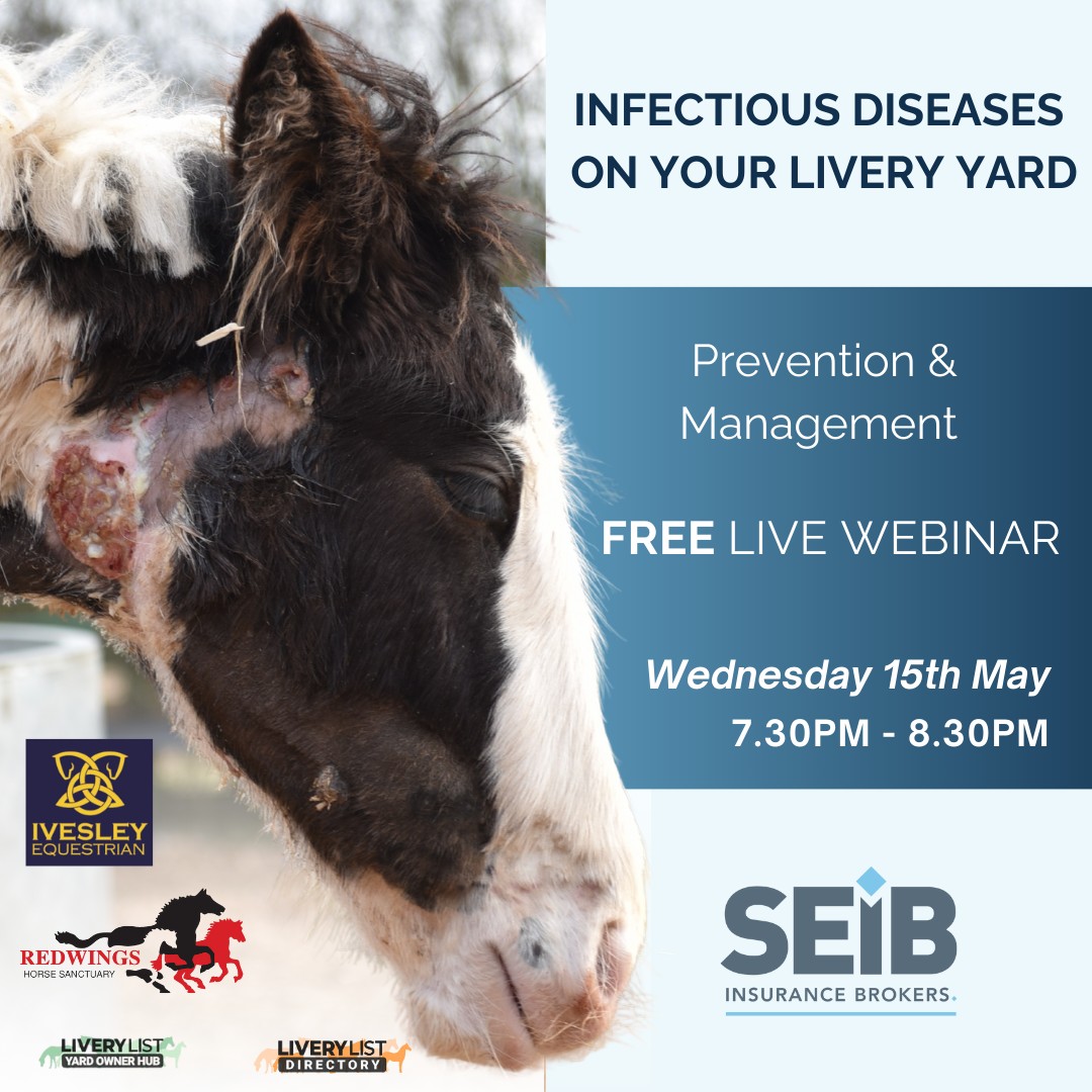 ✨FREE BIOSECURITY WEBINAR FOR LIVERY YARD OWNERS ✨ 📆 Wednesday 15th May ⌚7:30-8:30pm Register today 👉 bit.ly/infectious_dis…