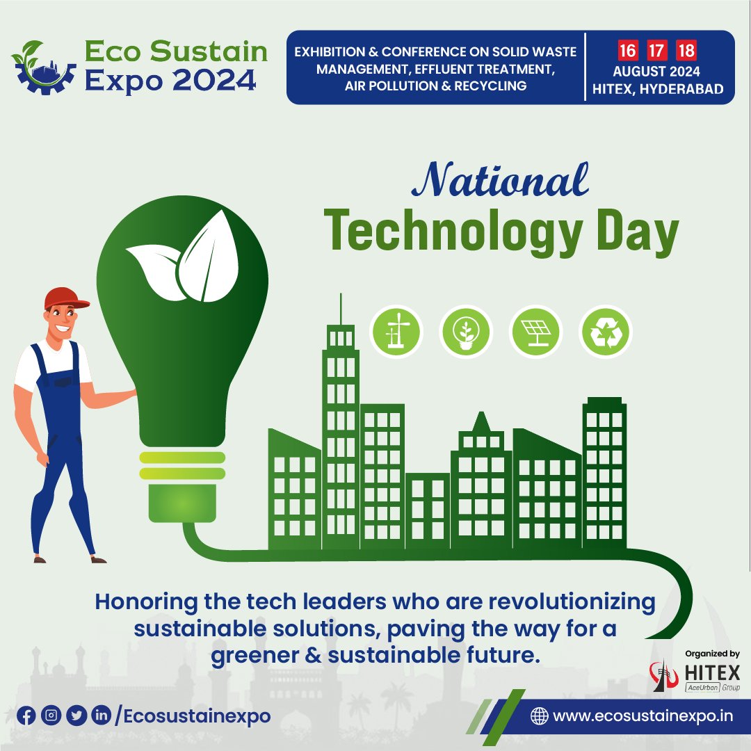 On National Technology Day, we acknowledge the brilliance of visionaries driving innovation in sustainability. 

#nationaltechnologyday #visionaries #techleaders #technology #innovation #sustainability #ecosustainexpo