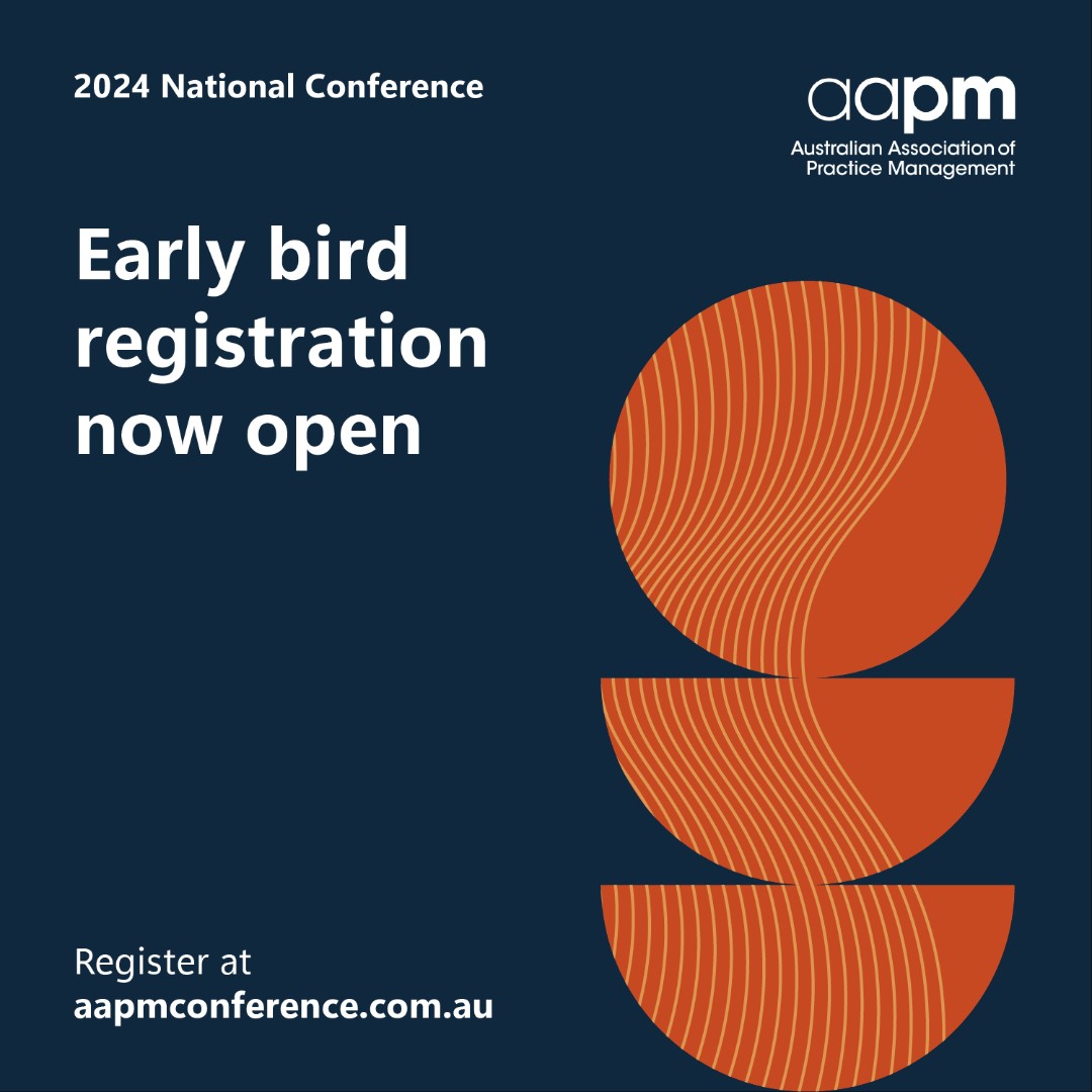 The 2024 AAPM National Conference is heading to Darwin! Expect inspiring education, networking with peers, and exploring the natural wonders of the Top End. Early bird registration is open now!

aapmconference.com.au