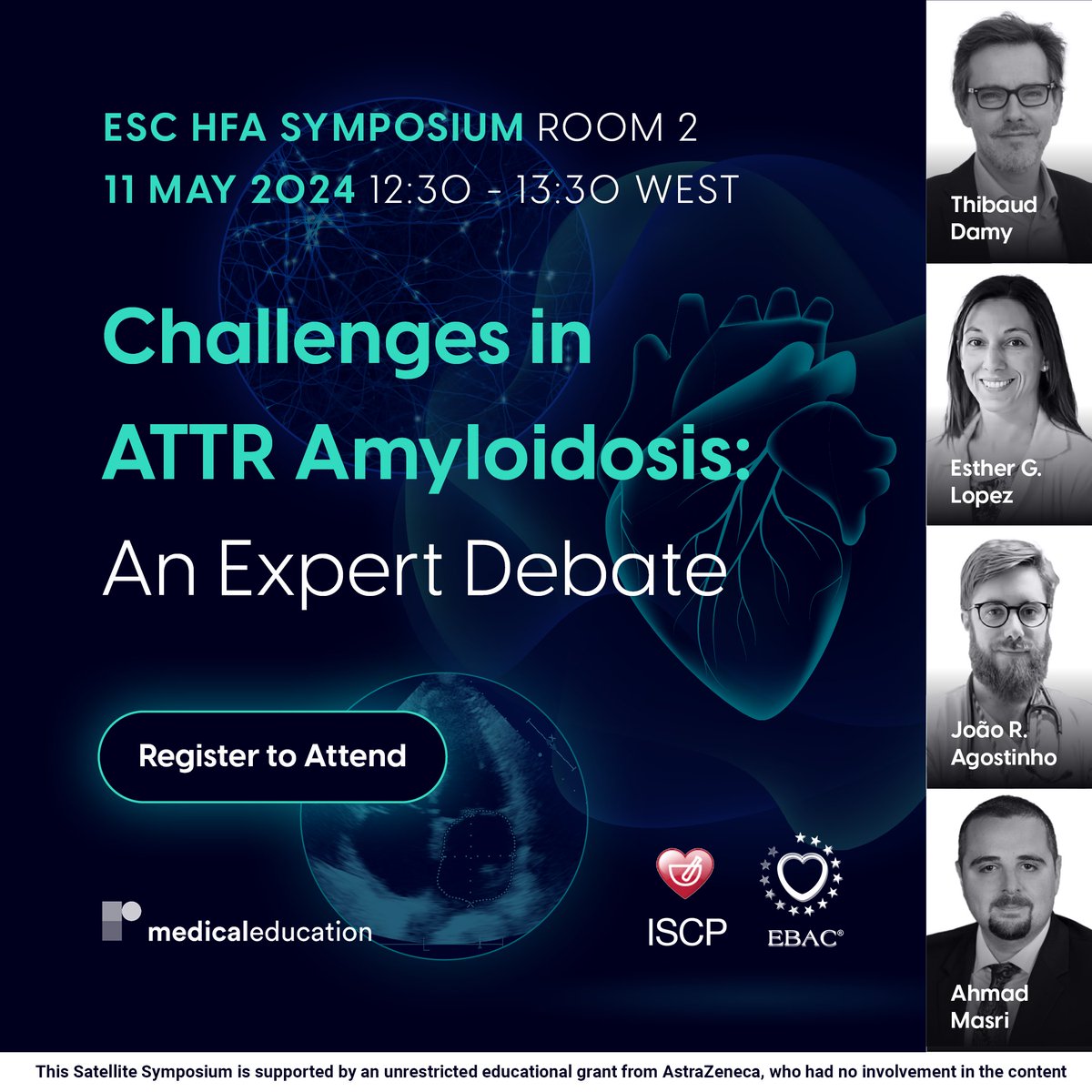 Attending ESC HFA Congress 2024 this weekend? Don't miss out on this symposium on the challenges in ATTR Amyloidosis - tinyurl.com/492c87e6 This satellite symposium is supported by an unrestricted educational grant from AstraZeneca who had no involvement in the content.
