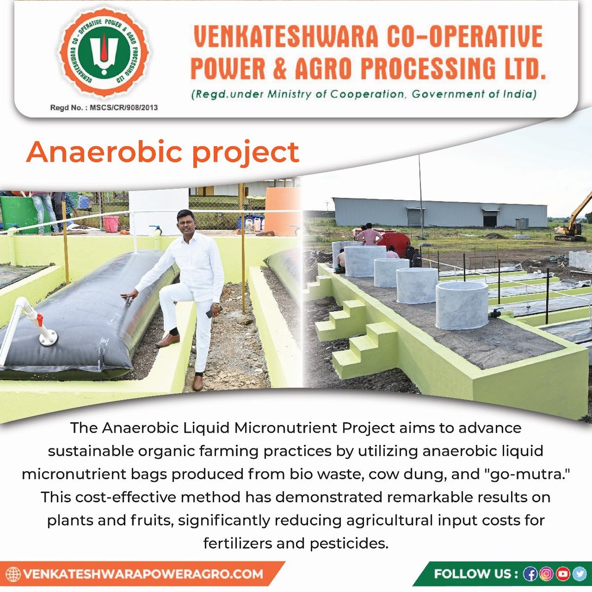 Say Goodbye to Chemicals: Anaerobic Solutions for Healthier Harvests!  
#venkateshwaracooperative #powerandagroprocessing #sahakarsesamridhi #organicfarming #sustainablesolutions #goorganic #farmtofork #organicrevolution #greenfuture #greenindia #sustainableliving
#organicindia